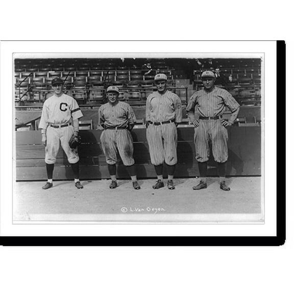 Historic Print, Wambsganss, and his tripple [sic] play victims, Kilduff, Mitchell & Miller of the Brooklyn B.B. Club, 16" x 20"