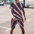 thumbnail image 1 of TIMIFIS Ensembles Courts pour Hommes 4 Juillet Tenues 2 Pcs Mode Été Survêtements Ensemble Décontracté Col Rond Imprimé Fête de l'Indépendance Chemisier à Manches Courtes et Shorts Pantalon Ensemble Deux Pièces, 1 of 5