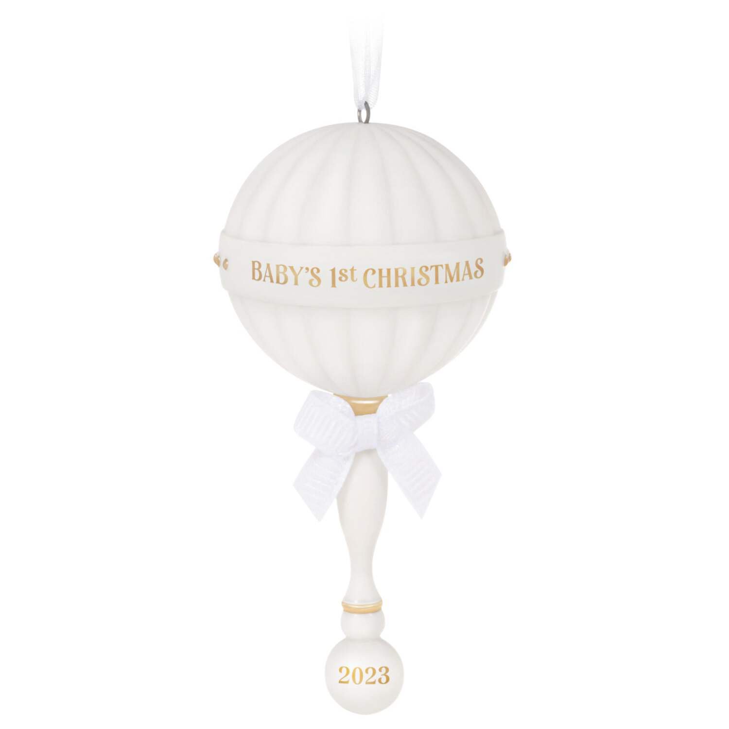Hallmark Keepsake Christmas Ornament 2023, Baby's First Christmas, Porcelain Baby Rattle. .08 lbs.