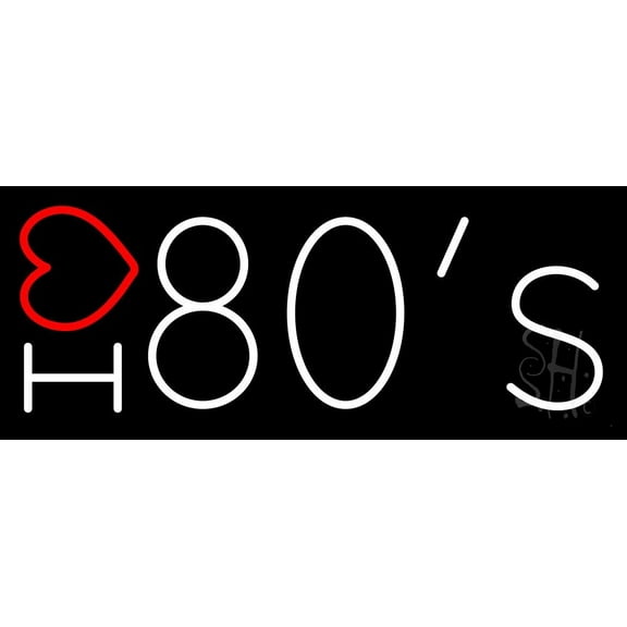 White I Love 80s LED Neon Sign 13 x 32 - inches, Black Square Cut Acrylic Backing, with Dimmer - Bright and Premium built indoor LED Neon Sign for café, club, party, event and stroefront.