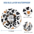 thumbnail image 3 of Shower Caps,White and Orange Of Leopard Print Waterproof Shower Cap for Women 4 Pieces,Double Reusable Hair Cover for Shower PEVA Elastic Stretch Hem, 3 of 7