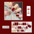 thumbnail image 3 of Uñas postizas cuadradas cortas de prensa navideñas de color rojo brillante de Santa Claus, 3 of 4