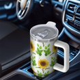 thumbnail image 6 of Sunflower 40oz Tumbler with Handle and Straw, Large Capacity Travel Cup for Hot & Cold Drinks, Double Walled Vacuum Insulated Cup, Butterfly Lover Birthday Gifts for Women Girls, Spring, 6 of 6
