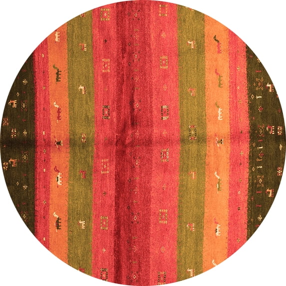 Ahgly Company Indoor Round Abstract Orange Contemporary Area Rugs, 4' Round