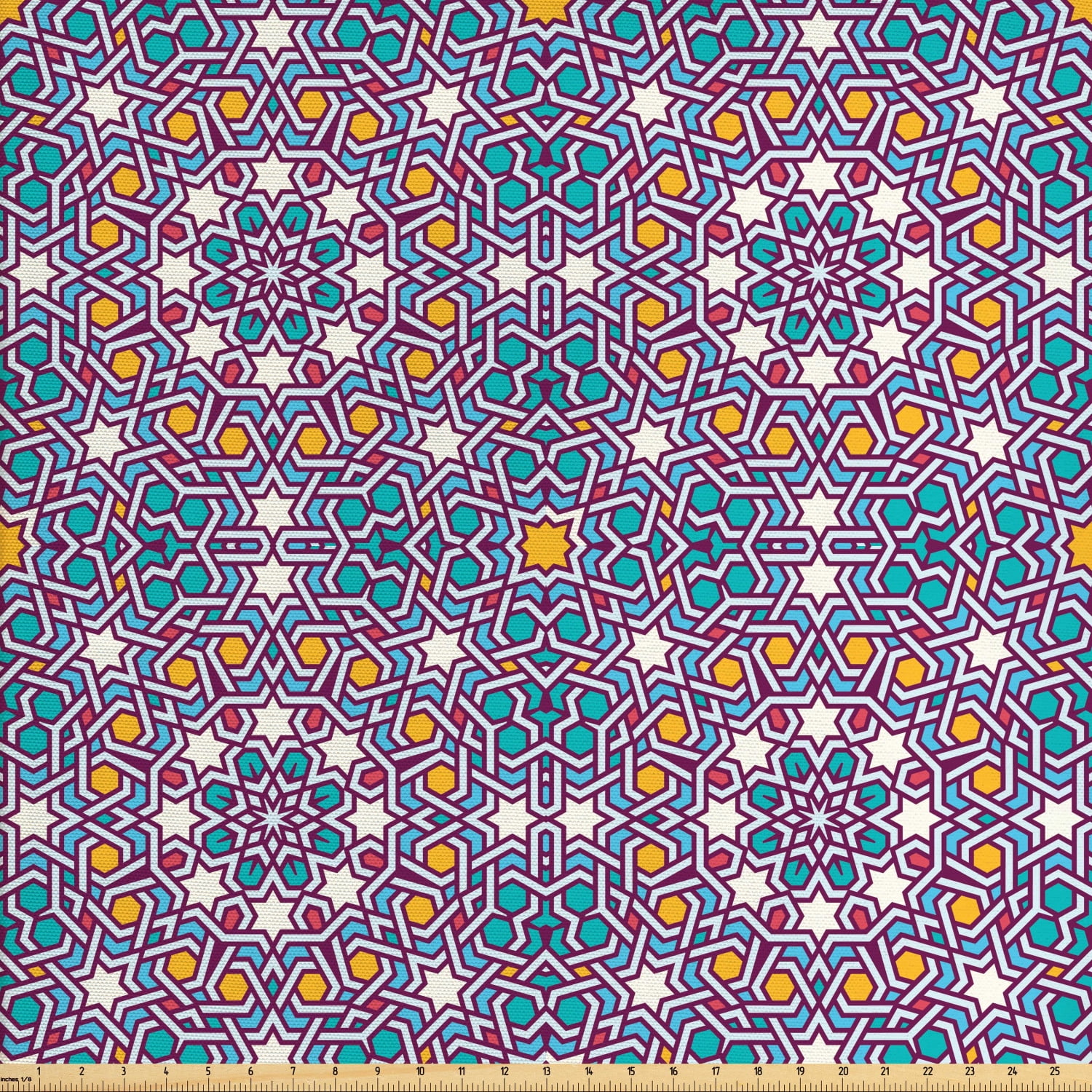Moroccan Fabric by The Yard, Star Pattern Traditional Oriental Design
