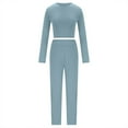 thumbnail image 4 of Women's Sport Suit Set Long Sleeve Round Collar Top and High Waist Pants, 4 of 6