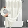 thumbnail image 2 of YOPTOP 1PC Ivory Waffle Double Tier Hookless Shower Curtain With Clear Top Window  Removable Liner With Snaps  72x 75 Inches, 2 of 6