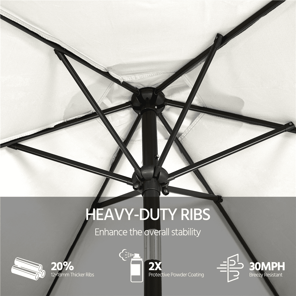 Renwick 9 Ft Outdoor Patio Umbrella with Push Button Tilt and Crank, Cream