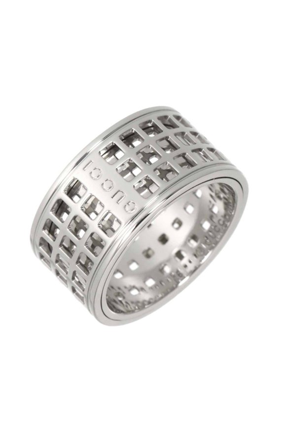 Pre-Owned Gucci Scroll Ring #16 Wide 18K WG White Gold 750