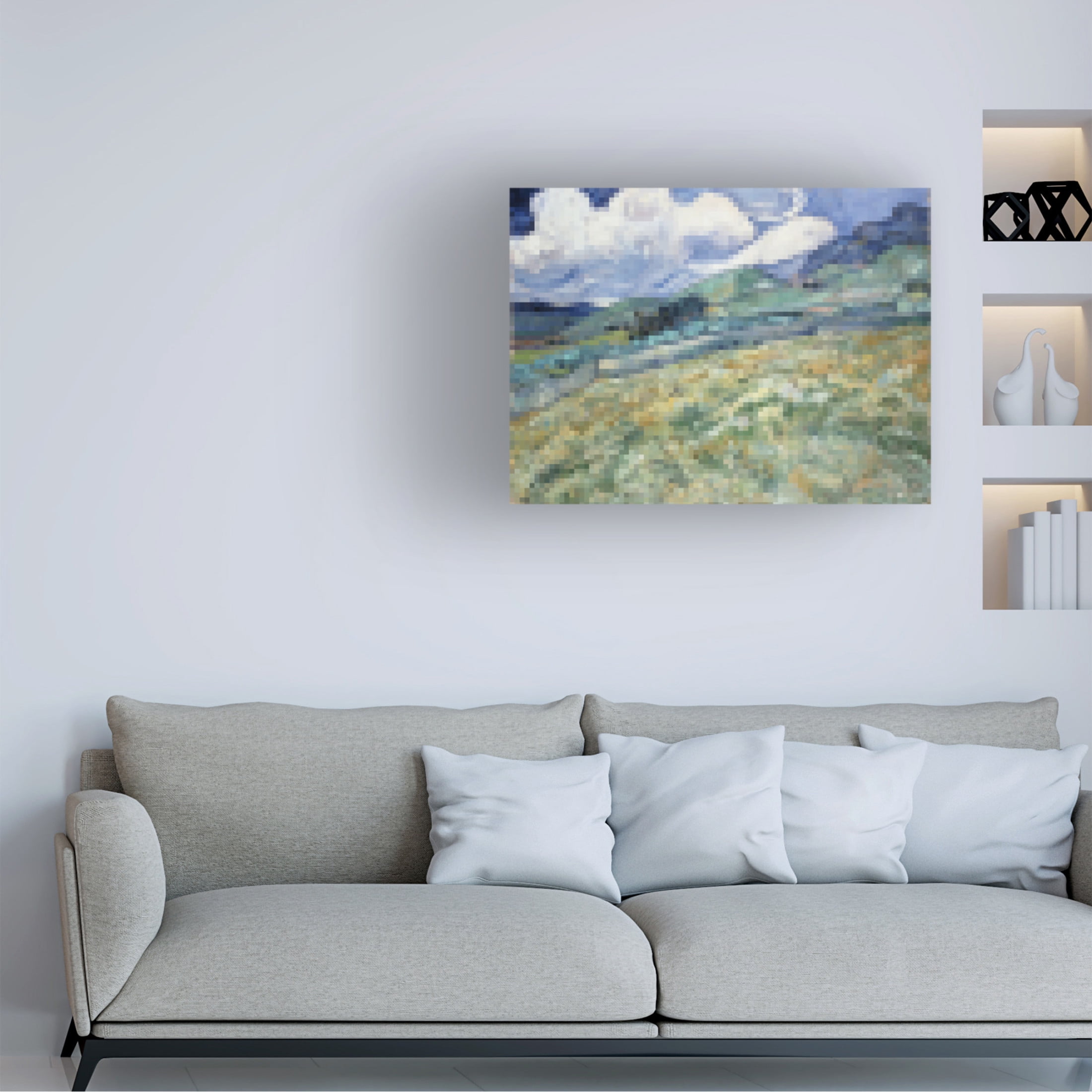 Trademark Fine Art Vincent Van Gogh  Pixelated Van Gogh Landscape I Canvas Wall Art