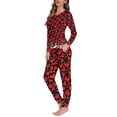 thumbnail image 2 of Renewold Soft Nightwear for Women Pajama Set Personalized Heart Graphic Long-Sleeve Pullover Tracksuit and Elastic Waist Long Pants Size S 2 Packs Valentine's Day Pjs Sleepwear, 2 of 4