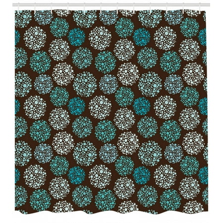 Brown And Blue Shower Curtain Dots Forming Oval Shapes Retro
