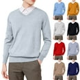 thumbnail image 4 of Men's V-Neck Pullover Sweater Long Sleeve Solid Knit Casual Office Workwear Top, 4 of 4