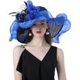 thumbnail image 2 of Women Organza Hats Flower Decoration Wide Brim Occasion Event Church Dress Sun Hat, 2 of 6
