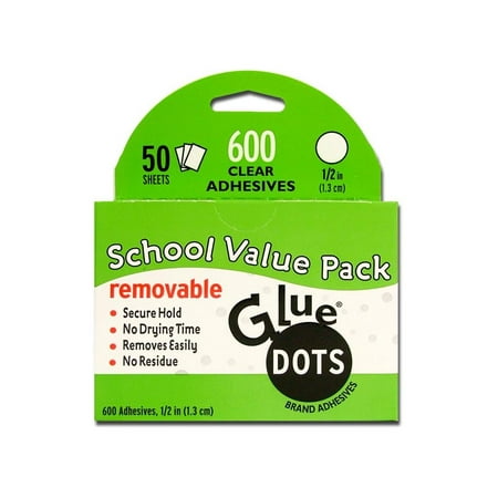Glue Dots Removable 1/2" School Value Pack 600pc