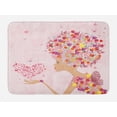 thumbnail image 1 of Pink Bath Mat, Fashion Flowers Girl with Heart of Butterflies Wings Spring Theme Artistic Hand Drawn, Non-Slip Plush Mat Bathroom Kitchen Laundry Room Decor, 29.5 X 17.5 Inches, Multicolor, Ambesonne, 1 of 2