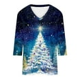 thumbnail image 4 of purcolt Christmas Shirts for Women Glitter Christmas Tree Print 3/4 Length Sleeve V Neck Tunic Tops Graphic Tees Blouse Holiday Xmas Shirts, 4 of 5