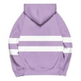 thumbnail image 4 of Fznquz Womens Tops Casual Purple Striped Sweatshirt Hoodie Pockets Loose Fit Crew Neck Trendy Oversized Tshirts Women, 4 of 6