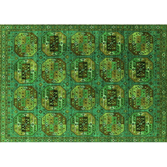 Ahgly Company Indoor Rectangle Oriental Green Industrial Area Rugs, 4' x 6'