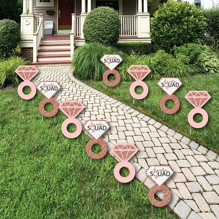 Bride Squad - Ring Lawn Decorations - Outdoor Rose Gold Bridal Shower or Bachelorette Party Yard 