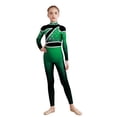 thumbnail image 3 of Aislor Girls Shiny Rhinestone Full Body Unitard Gradient Long Sleeve Gymnastics Leotard Dance Jumpsuit Green 8, 3 of 8