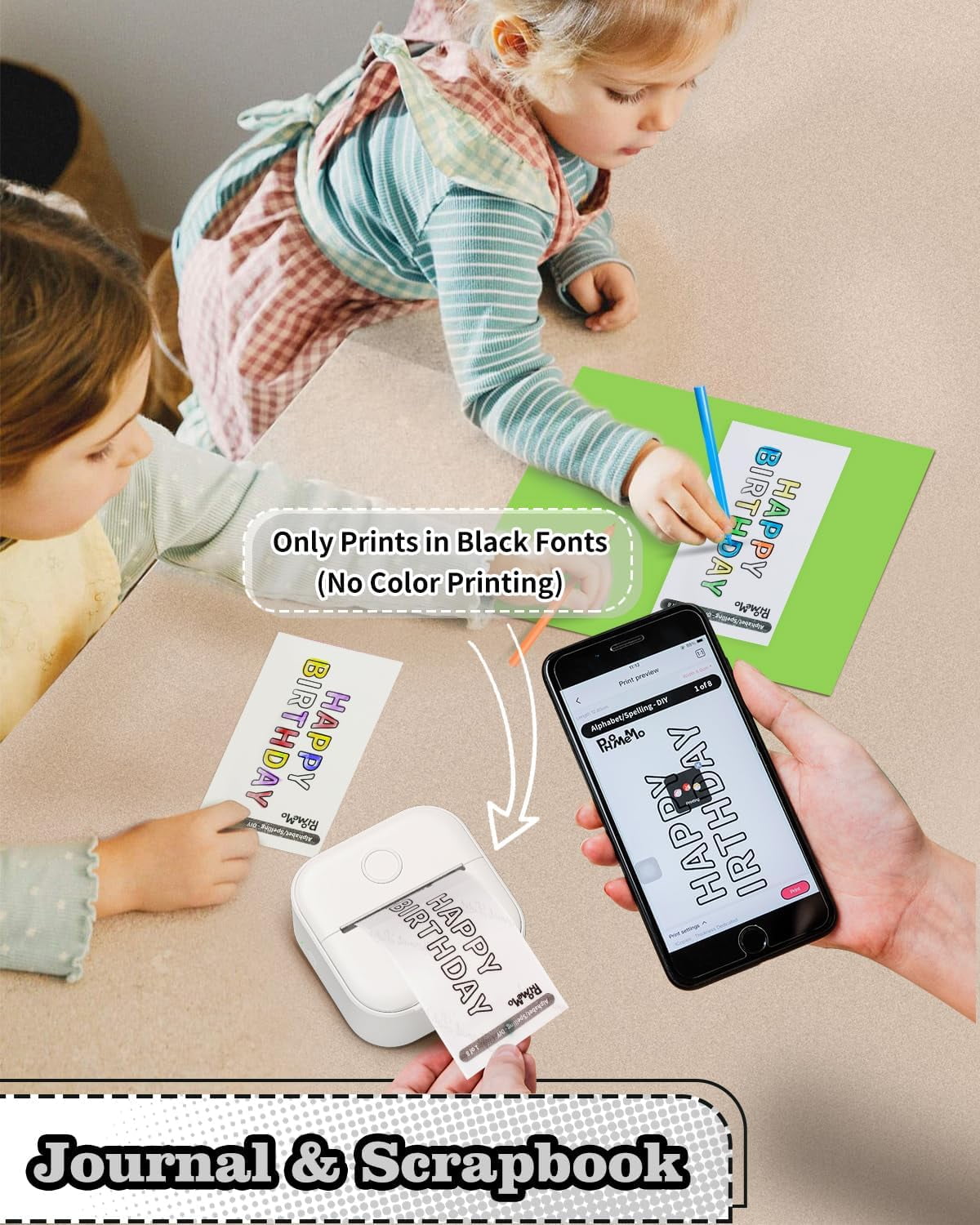 Mini Sticker Printer - T02 Mini Printer Portable Thermal Printer Inkless Sticker Maker Machine Bluetooth Pocket Printer Phone Printer for Study Graphics, Anatomical Diagrams