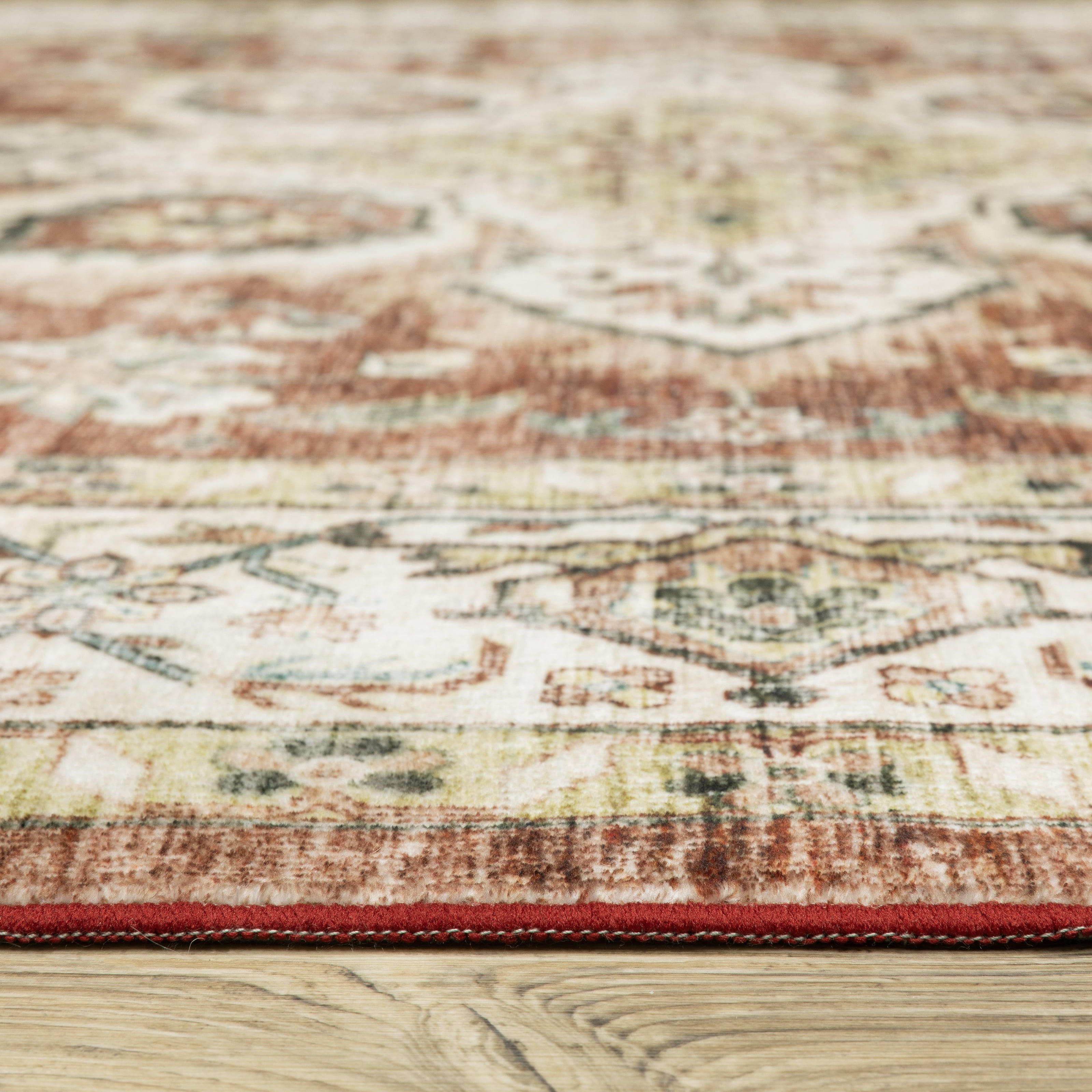 Avalon Home Sebastian Oriental Medallion Red/ Ivory Washable Indoor Area Rug