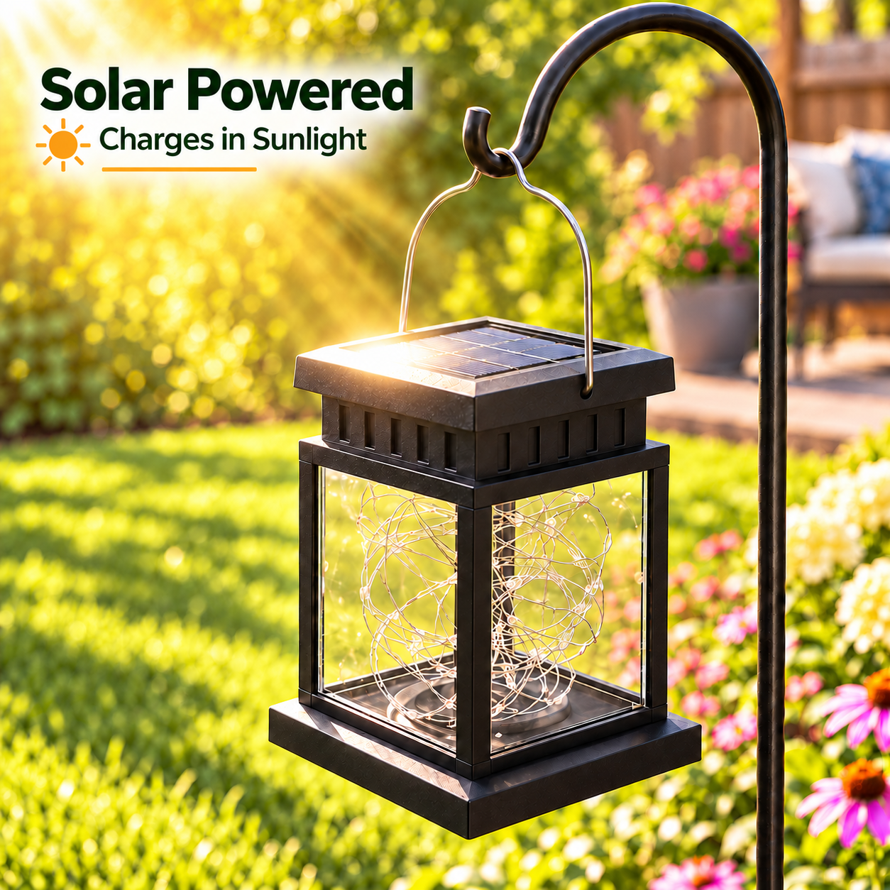 Mehoom 4-Pack Solar Lanterns, 40 LED, Warm White Vintage photo 2