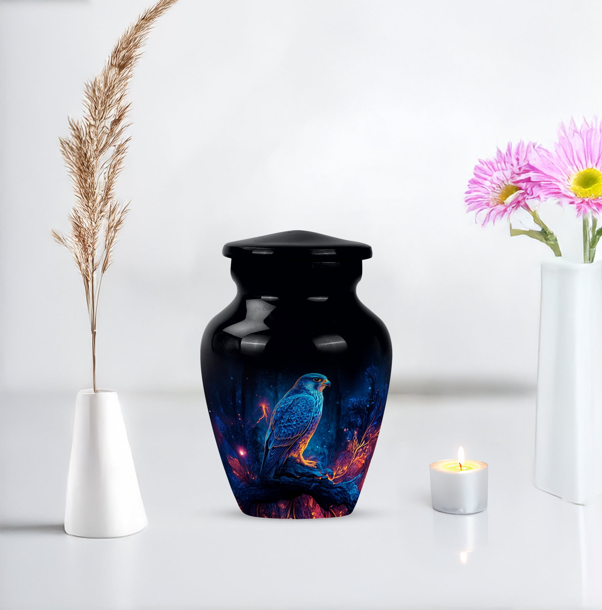 Mini Falcon Keepsake Urn For Ashes Small, Cremation Urn For Ashes Adult Male, Burial Urns For Adult Human Ash, Funeral Urns For Adult Ash Men (Size 3 Inch, 1 Pc)