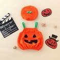 thumbnail image 4 of Ruyang Baby Girls Cute Pumpkin Tank Top with Hat Halloween 2 Piece Outfit Flannel New Born First Halloween Pumpkin Outfit, 4 of 9