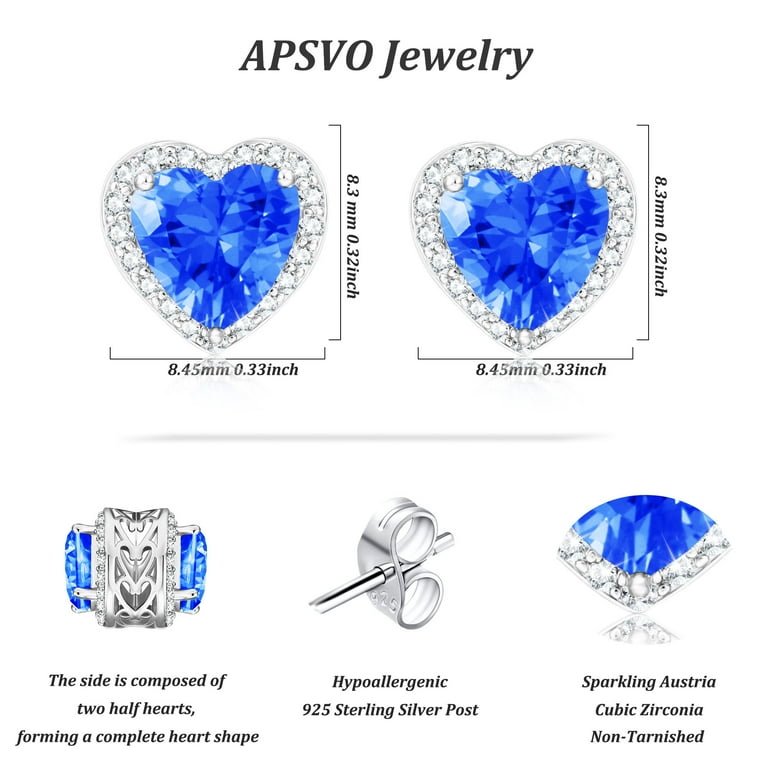 S925 Silver Heart Stud Earrings With Cubic Zirconia – Birthstone Jewelry Gift For Women, Girls