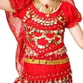 thumbnail image 6 of Weebloom Girls Summer Outfits Dance Performance Outfit Belly Dance Ethnic Practice Dress Children Folk Dance Wear Design Girl Clothes Set Size 7-8 Years Red, 6 of 6