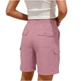 thumbnail image 6 of Inglocry Bermuda Shorts for Women Cargo Shorts Knee Length 6 Pockets Elastic Waist Long Shorts for Summer Casual Pink L, 6 of 7