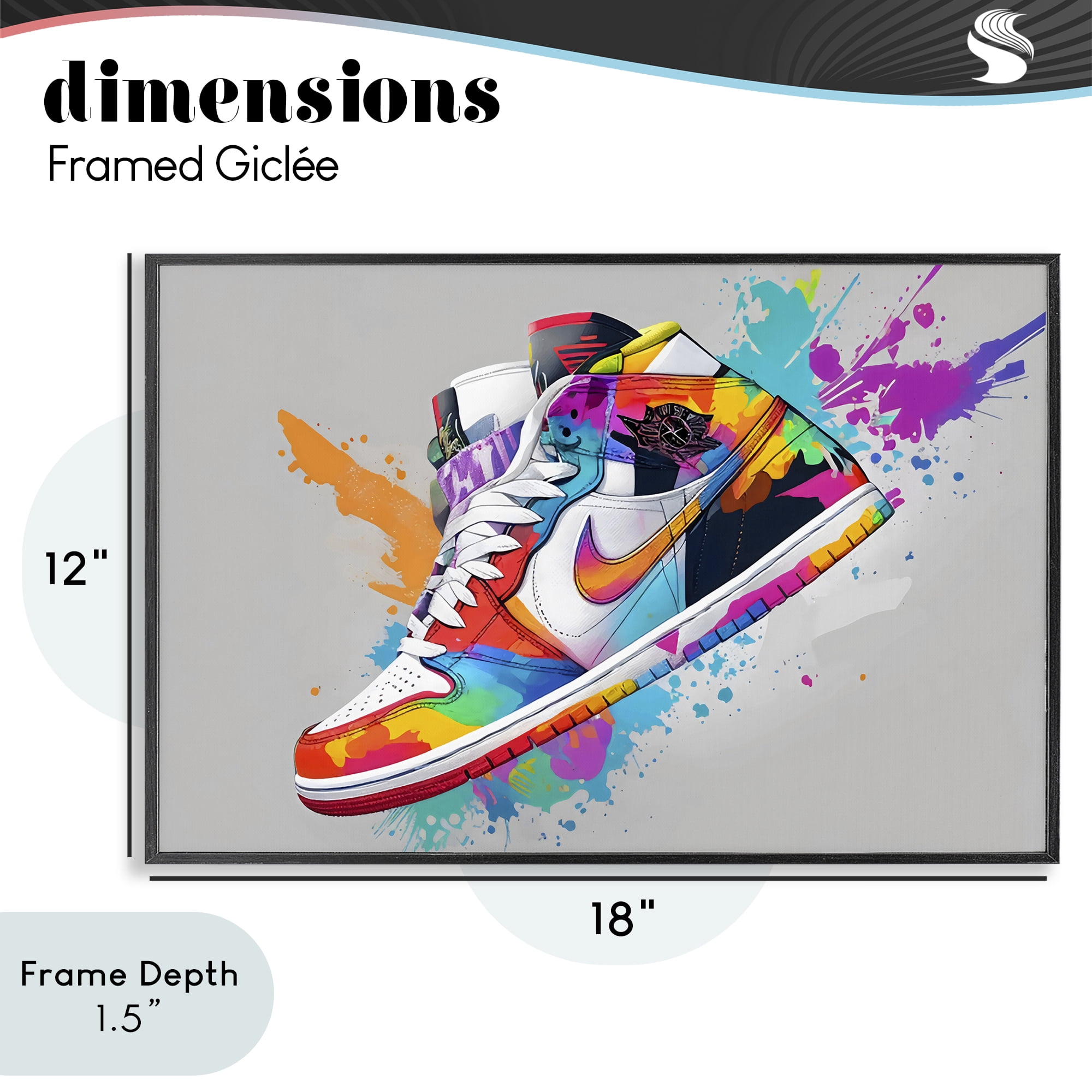 Stupell Industries Hightop Sneaker with Splatter Black Framed Giclee Art, design by Creative Studio