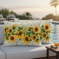 thumbnail image 2 of Outdoor Pillow Cover Watercolor Sunflower Leaves Set of 2 Waterproof Throw Pillowcases Vintage Plant Decorative Patio Furniture Pillows for Couch Garden Indoor & Outdoor Use, 2 of 9
