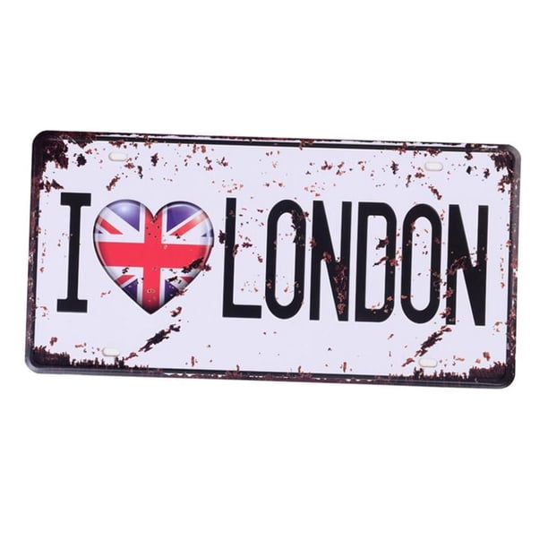 Injueey Hojalata decorativa suspiro placa pintura para Bar hogar pared I Love Londen Type2