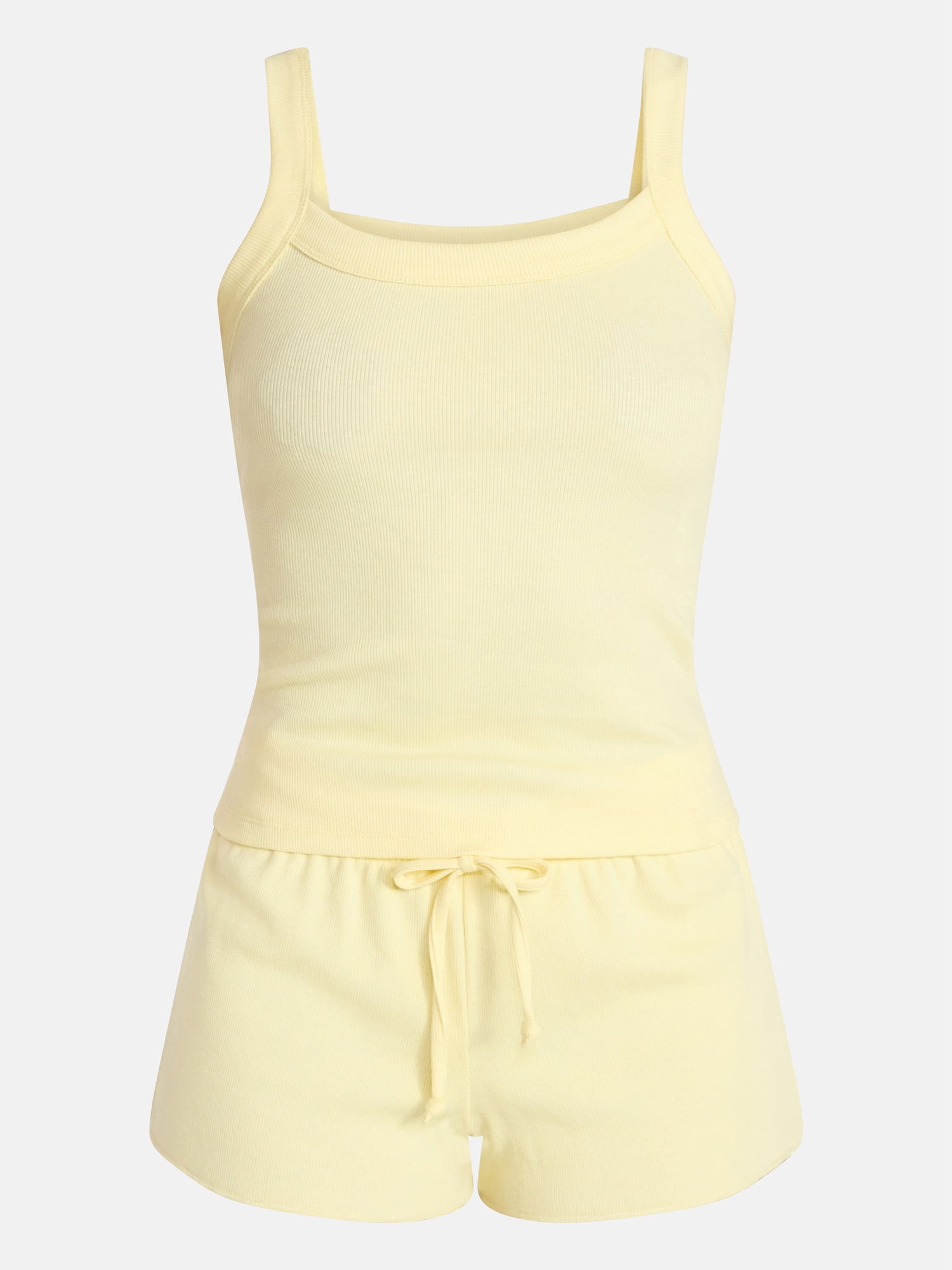 No Boundaries Rib Tank Top and Shorts Sleep Set, 2-Piece, Women's XXS-3X