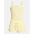 thumbnail image 5 of No Boundaries Rib Tank Top and Shorts Sleep Set, 2-Piece, Women's XXS-3X, 5 of 5
