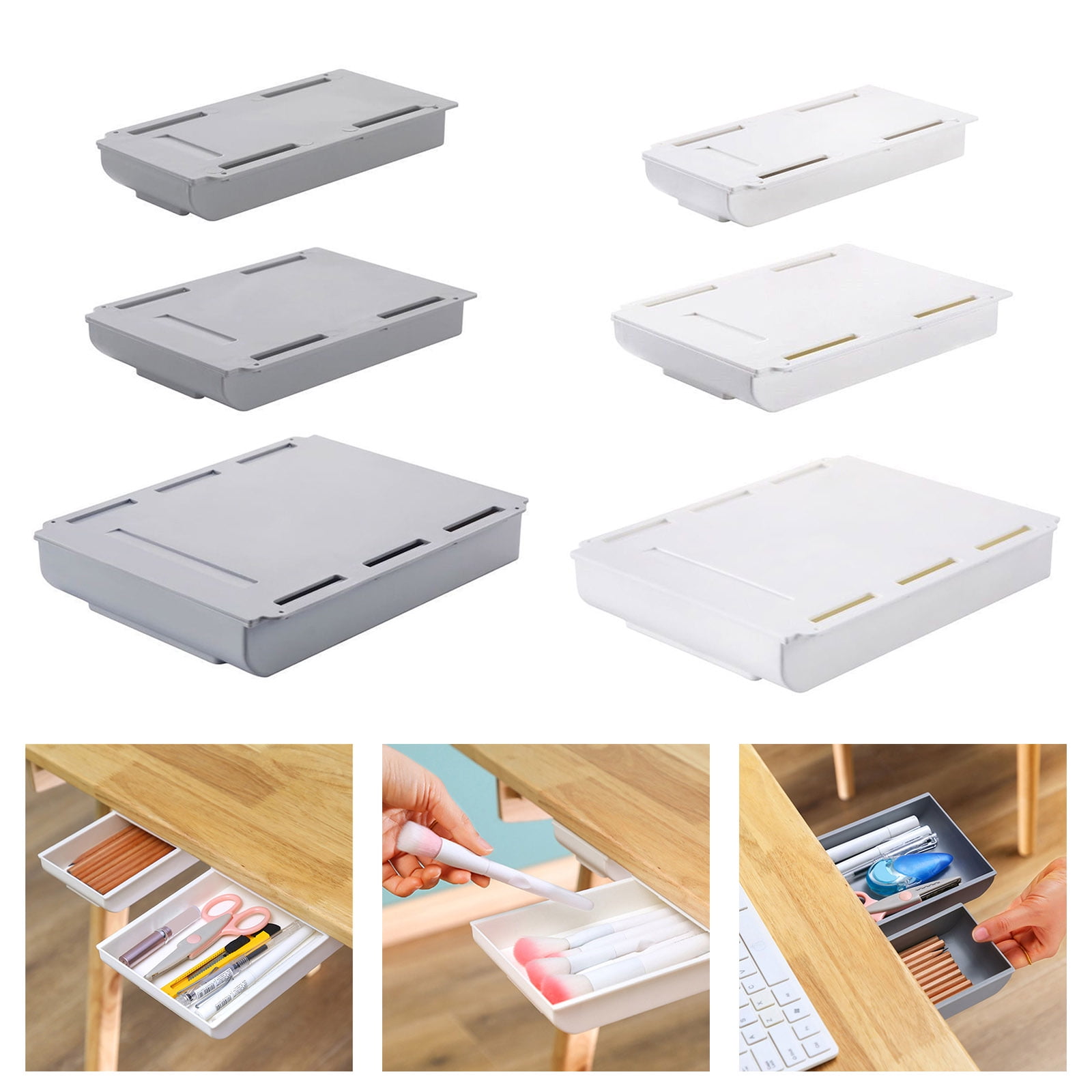 Compact Under Desk Organizers Using Strong Adhesive For Stationery Remote Controls And Accessories