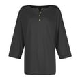 thumbnail image 4 of Shirts For Women Tees Tops Button Down Short Sleeve Round Neck Solid Color Soft Fashion Clothing, 4 of 5
