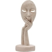 aboxoo Modern and Simple Woman Face Statues Thinker Lady Sculpture Figure Figurine Resin Carving for Home Office Bedroom Decor (Sandy, S)