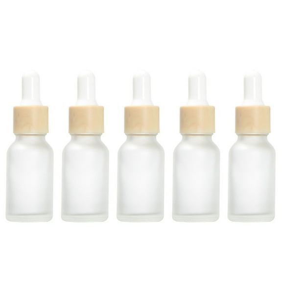 WHAMVOX 5pcs Frosted Glass Cosmetics Bottles Subpackaging Dropper Bottles Empty Bottle Fluid Container for Travel (15ml Transparent)