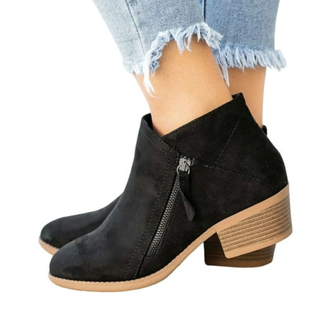 

Women s Classic Ankle Booties Chunky Block Mid Heel Booties for Valentine s Day Anniversaries Gifts Black 35