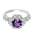 thumbnail image 2 of Aonejewelry 1.00 Carat Round Amethyst Gemstone and Halo Diamond Ring in 10K Solid Rose, White & Yellow Gold, 2 of 8
