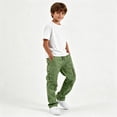 thumbnail image 4 of Nskgu Boys Cargo Pants Cotton Baggy Chino Straight Leg Trousers Elastic Waist Multi Pocket Joggers Casual Back To School Hiking Pants For Kids & Teens 5-15 Years, 4 of 9