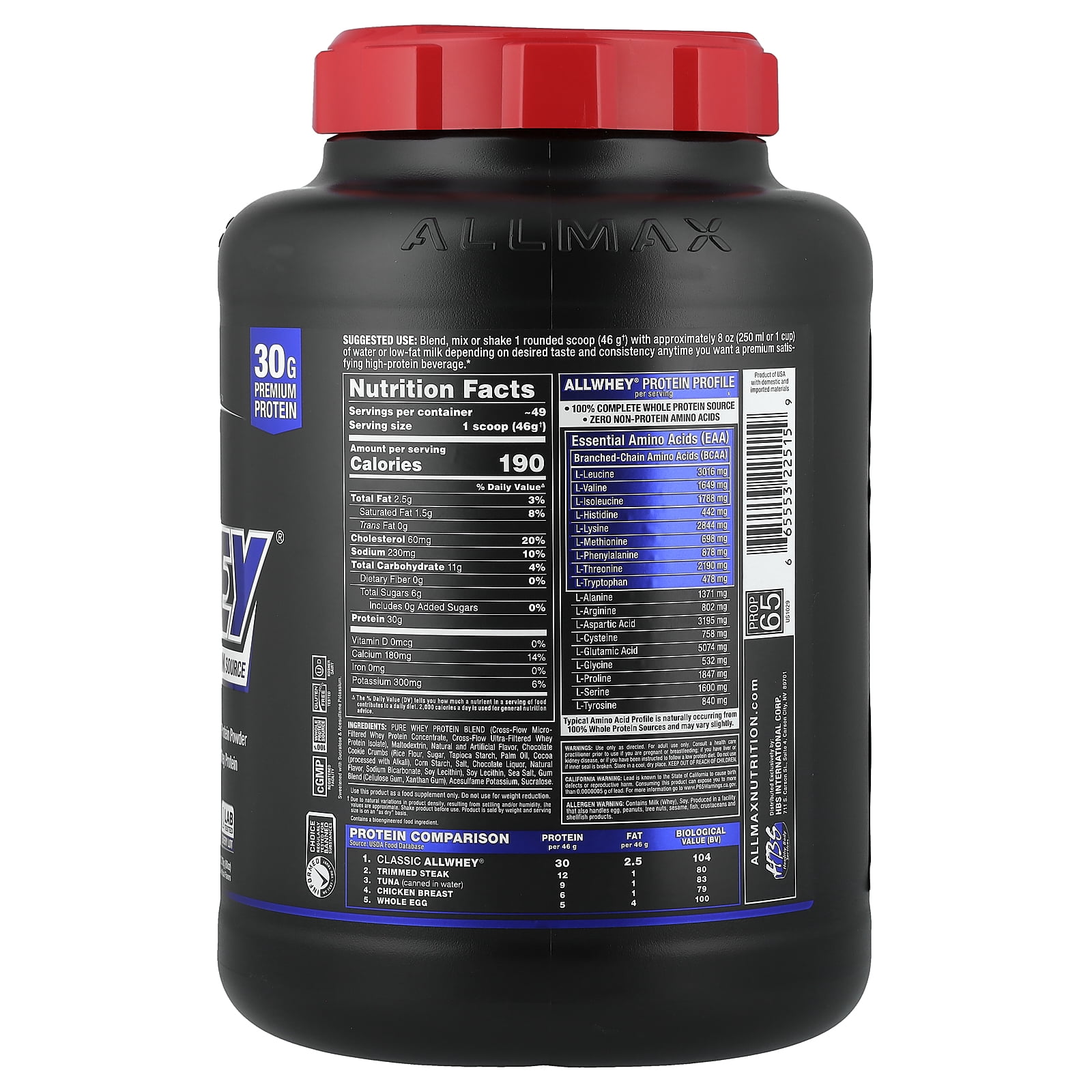 ALLMAX Classic AllWhey, 100% Whey Protein Source, Cookies & Cream, 5 lbs. (2.27 kg)