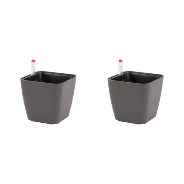 Moyic Macetas resistentes a la intemperie para espacios pequeños Garden S Beauty Maceta de riego automático Macetas de plantas gris 14 * 13 gris 14*13*10.5 2Conjunto