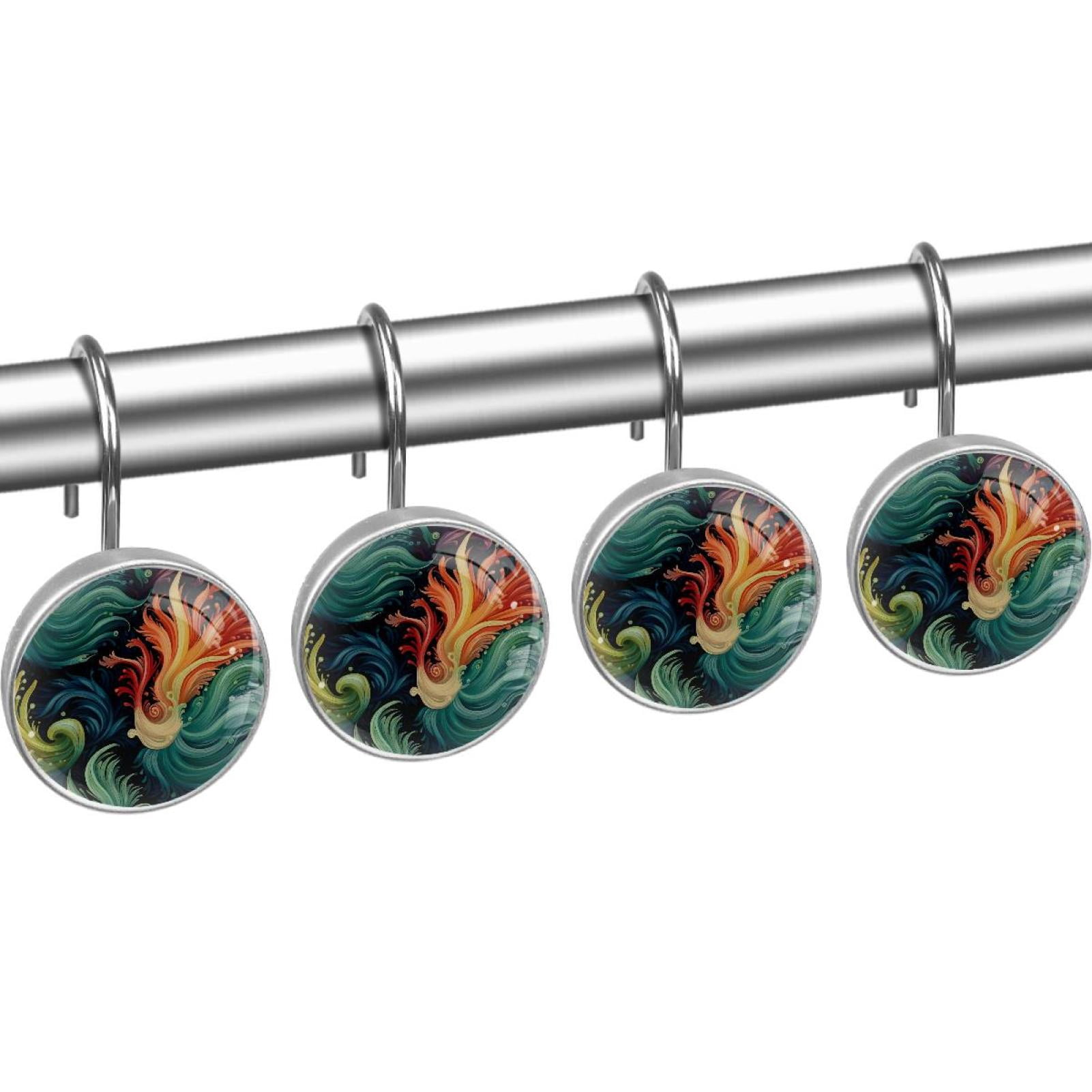 HemaKayy 12 Pcs Decorative Shower Curtain Hooks - Stainless Steel Rings for Bathroom Décor - Easy Glide & Secure Hold - Perfect Decoration for Bathroom Shower Rods - Ocean Sea Slug