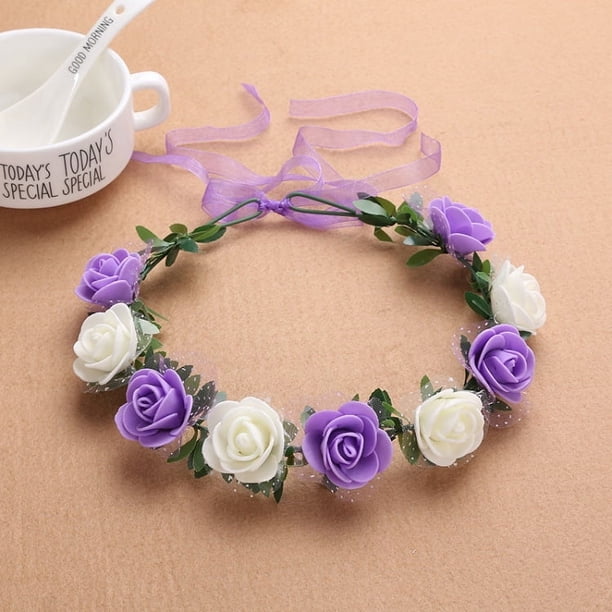 Nvzi Diademas de flores para mujer, corona de flores para novia, suministros para fiestas de bodas, guirnaldas florales, corona para el cabello, diademas florales, A22
