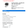 thumbnail image 2 of Auxiliary Fan Motor - Compatible with 1990 - 2001 Acura Integra 1991 1992 1993 1994 1995 1996 1997 1998 1999 2000, 2 of 2